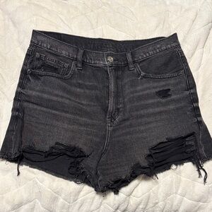 American Eagle Black Distressed Denim Shorts